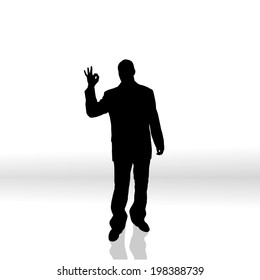 Vector silhouette of a man on white background.
