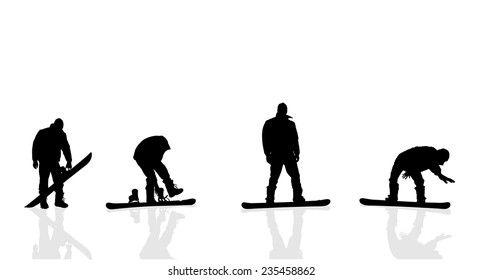 Vector silhouette of a man on a white background.