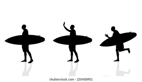 Vector silhouette of a man on a white background.