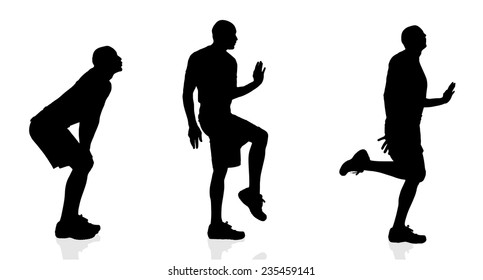 Vector silhouette of a man on a white background.