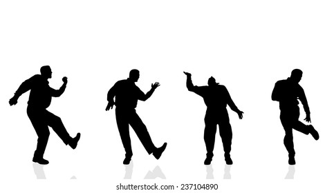 Vector silhouette of man on white background.