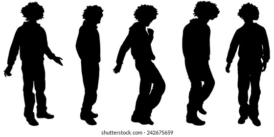 Vector silhouette of a man on white background.