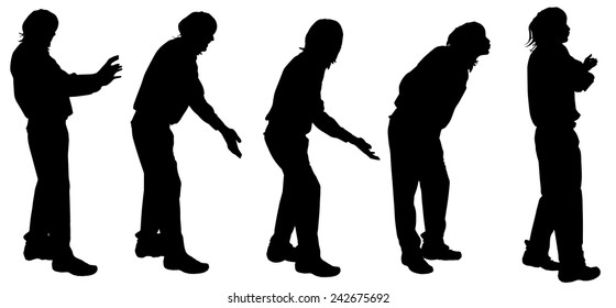 Vector silhouette of a man on white background.