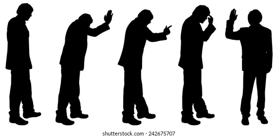 Vector silhouette of a man on white background.