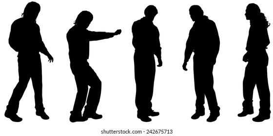 Vector silhouette of a man on white background.