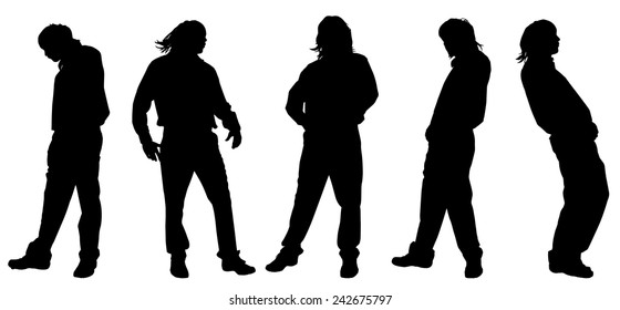 Vector silhouette of a man on white background.