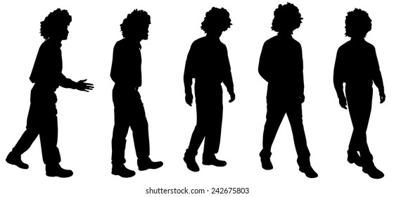 Vector silhouette of a man on white background.