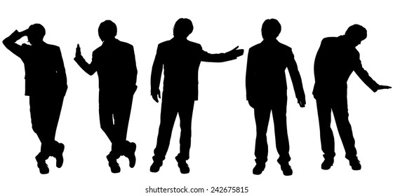Vector silhouette of a man on white background.