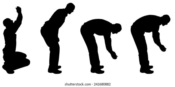 Silueta vectorial de un hombre de fondo blanco.