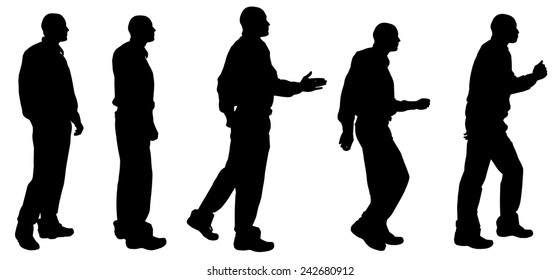 Vector silhouette of a man on white background.