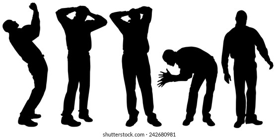 Vector silhouette of a man on white background.