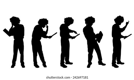 Vector silhouette of a man on a white background.