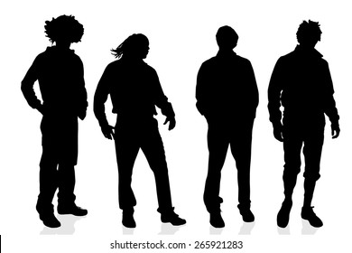 Vector silhouette of a man on a white background.