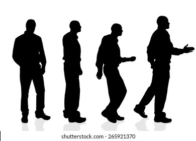 Vector silhouette of a man on a white background.