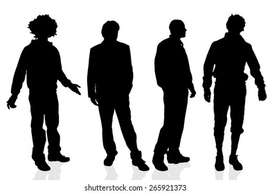 Vector silhouette of a man on a white background.