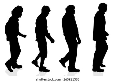 Vector silhouette of a man on a white background.