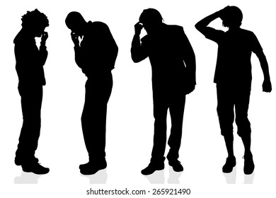 Vector silhouette of a man on a white background.