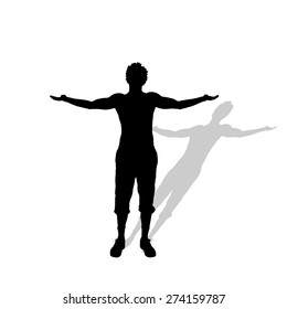 Vector silhouette of a man on white background.