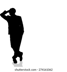 Vector silhouette of man on white background.