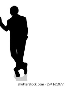 Vector silhouette of man on white background.