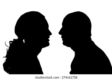 Vector silhouette of a man on a white background.