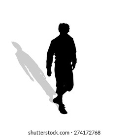 Vector silhouette of man on white background.