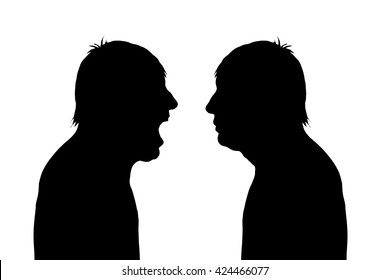 Vector silhouette of man on white background.