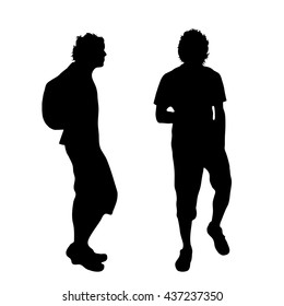 Vector silhouette of man on white background.