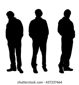 Vector silhouette of man on white background.
