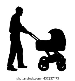 Vector silhouette of man on white background.