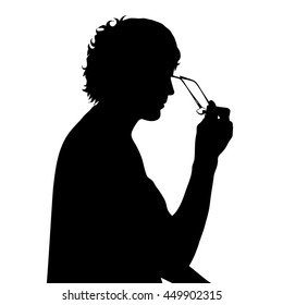 Vector silhouette of man on white background.