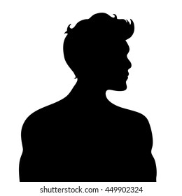 Vector silhouette of man on white background.