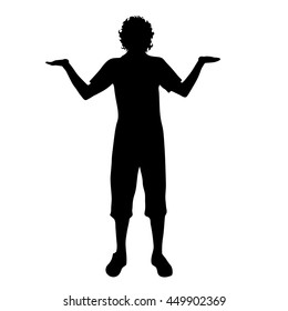 Vector silhouette of man on white background.