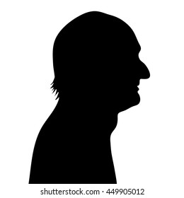 Vector silhouette of man on white background.