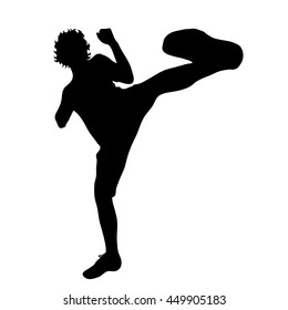 Vector silhouette of man on white background.