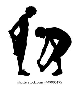 Vector silhouette of man on white background.