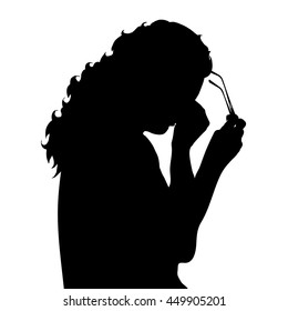 Vector silhouette of man on white background.