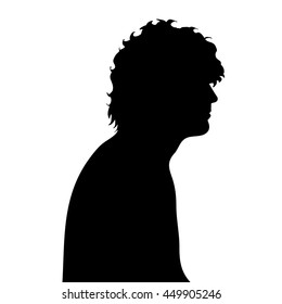 Vector silhouette of man on white background.