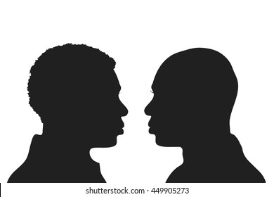 Vector silhouette of man on white background.