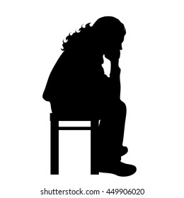 Vector silhouette of man on white background.