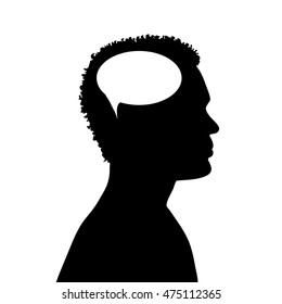 Vector silhouette of man on white background.