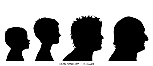 Vector silhouette of man on white background.