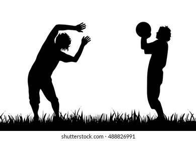 Vector silhouette of man on white background.