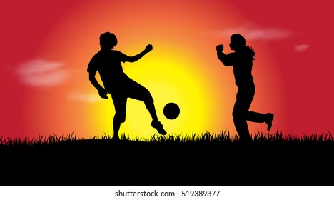 Vector silhouette of man on white background