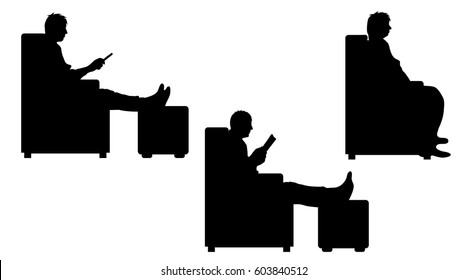 Vector silhouette of man on white background.