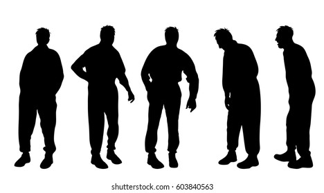 Vector silhouette of man on white background.