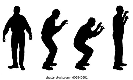 Vector silhouette of man on white background.