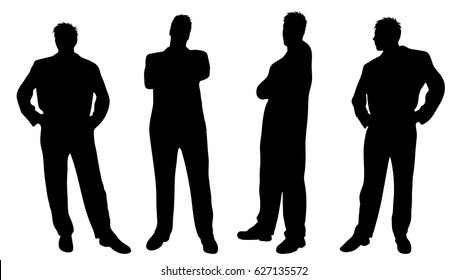Vector silhouette of man on white background.