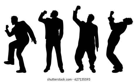 Vector silhouette of man on white background.