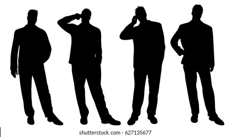 Vector silhouette of man on white background.